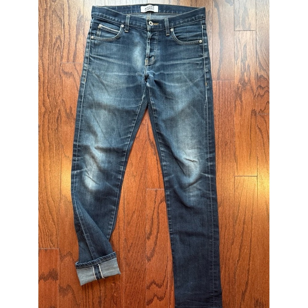 Naked and Famous Selvedge Mens Dark Blue Super Skinny Guy Jeans Size 32
